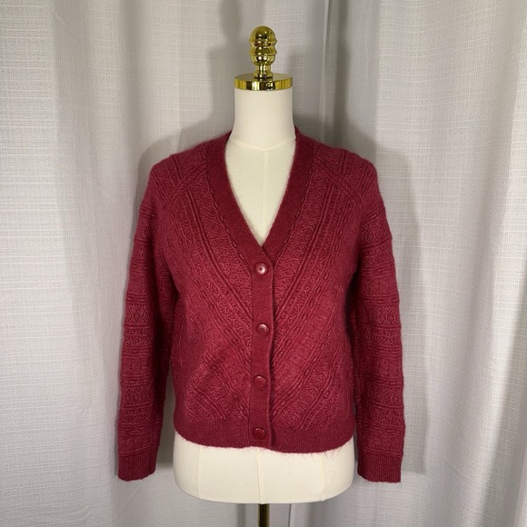 Sezane Eya Cardigan Sweater Kid Mohair Wool Blend Pink XXS Oversized Quiet Luxe - Picture 3 of 15